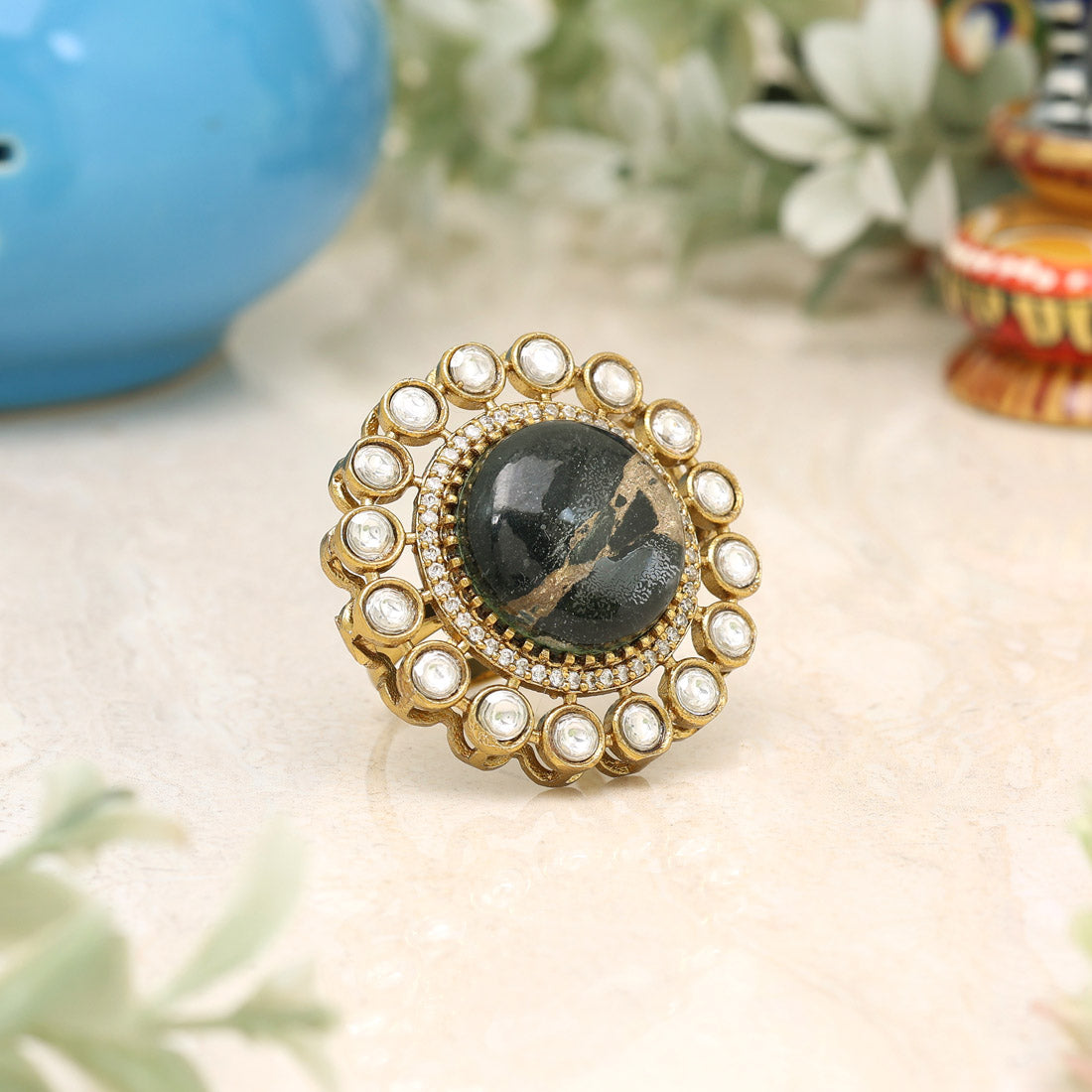 Black Color American Diamond Finger Ring