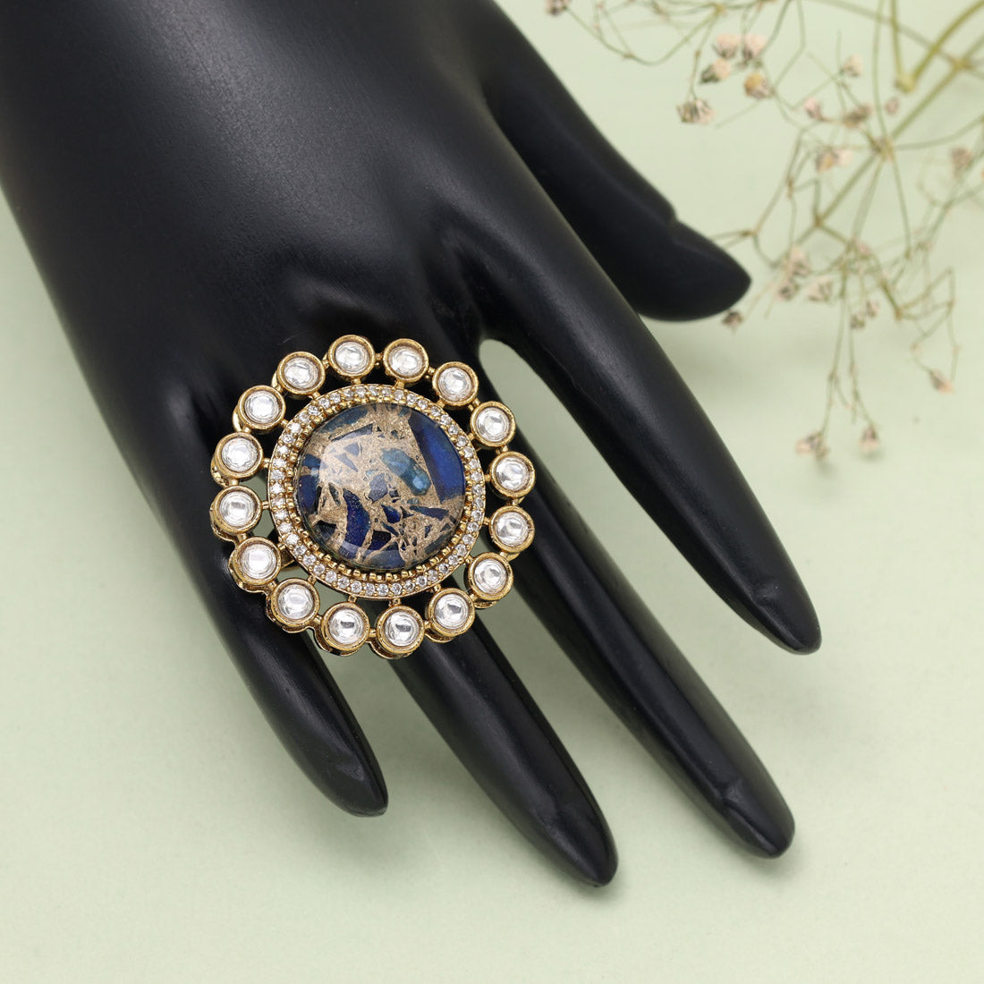 Blue Color American Diamond Finger Ring