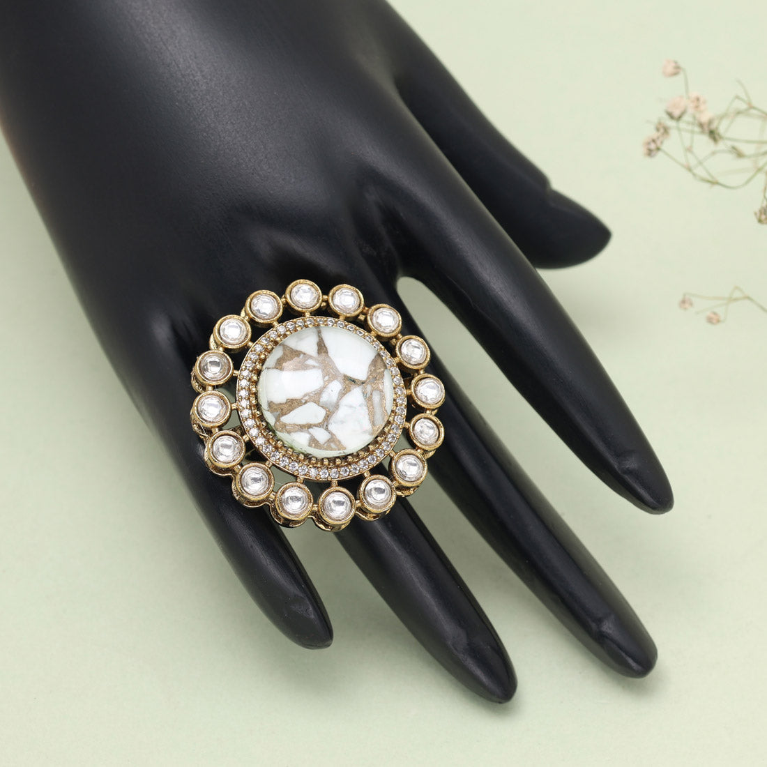 White Color American Diamond Finger Ring