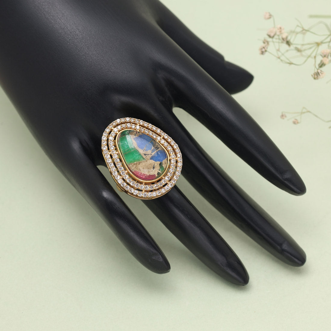 Multi Color American Diamond Finger Ring