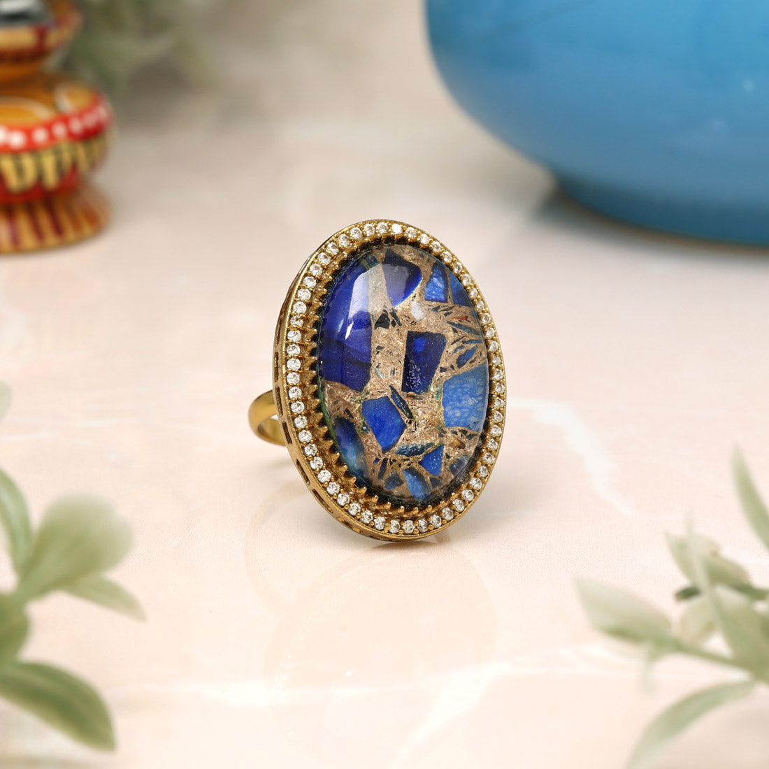Blue Color American Diamond Finger Ring