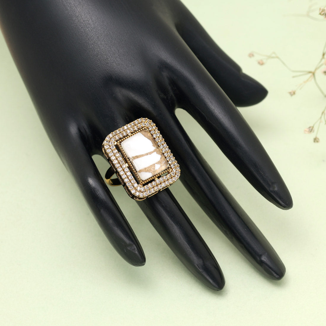 White Color American Diamond Finger Ring