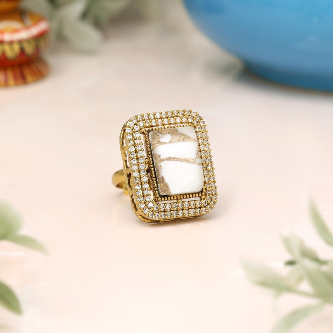 White Color American Diamond Finger Ring