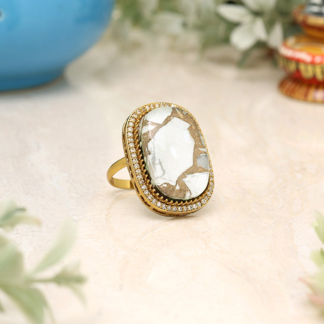 White Color American Diamond Finger Ring