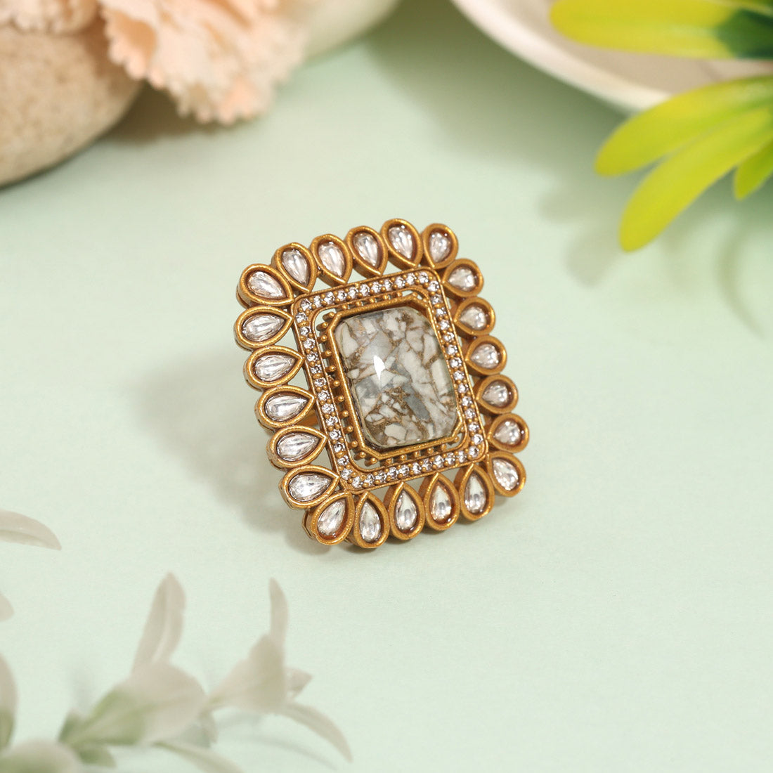 Elegant White Color American Diamond Finger Ring For Classy Outfits