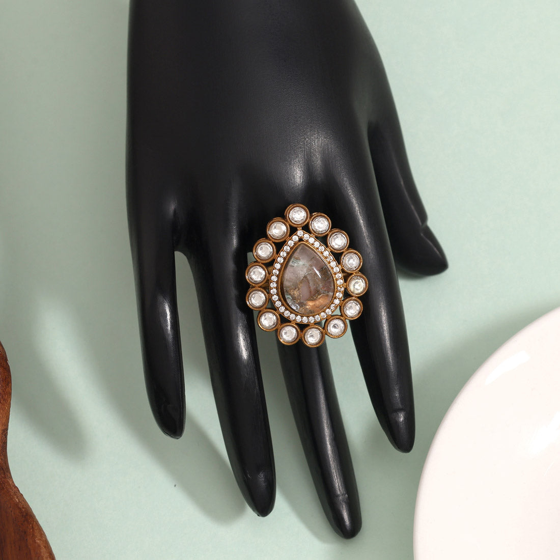 Pretty Pink Color American Diamond Finger Ring For Party-Ready Look