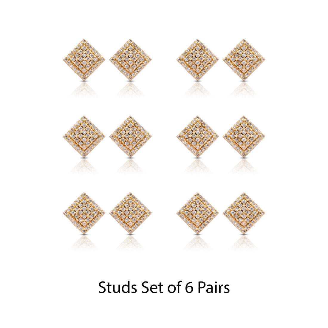 White Color American Diamond Stud Earrings Combo Of 6 Pairs (ADSE182CMB)