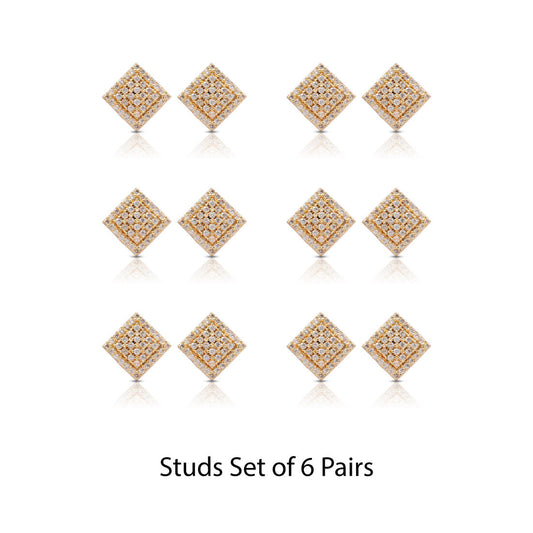White Color American Diamond Stud Earrings Combo Of 6 Pairs (ADSE182CMB)