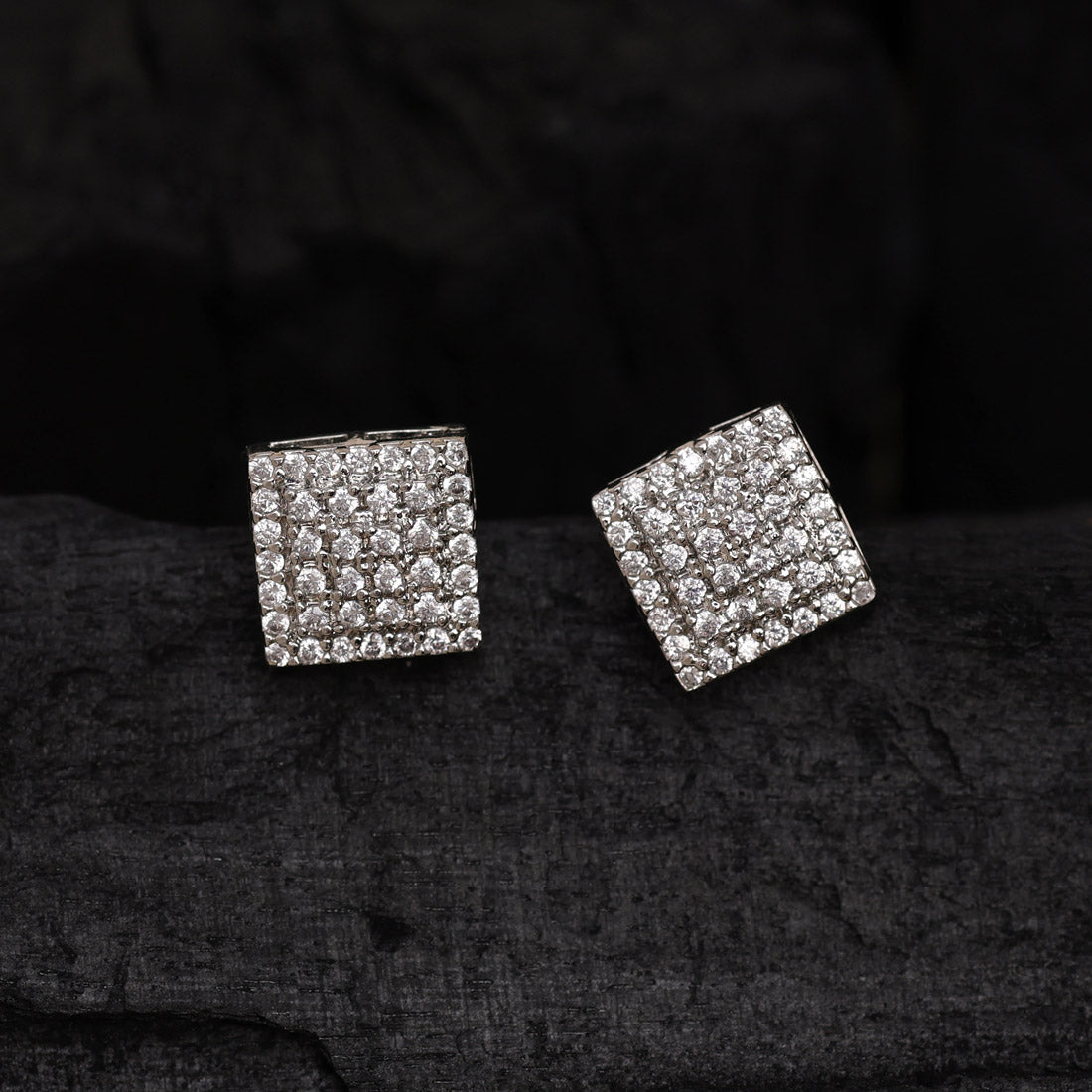 Silver Color American Diamond Stud Earrings Combo Of 6 Pairs (ADSE184CMB)