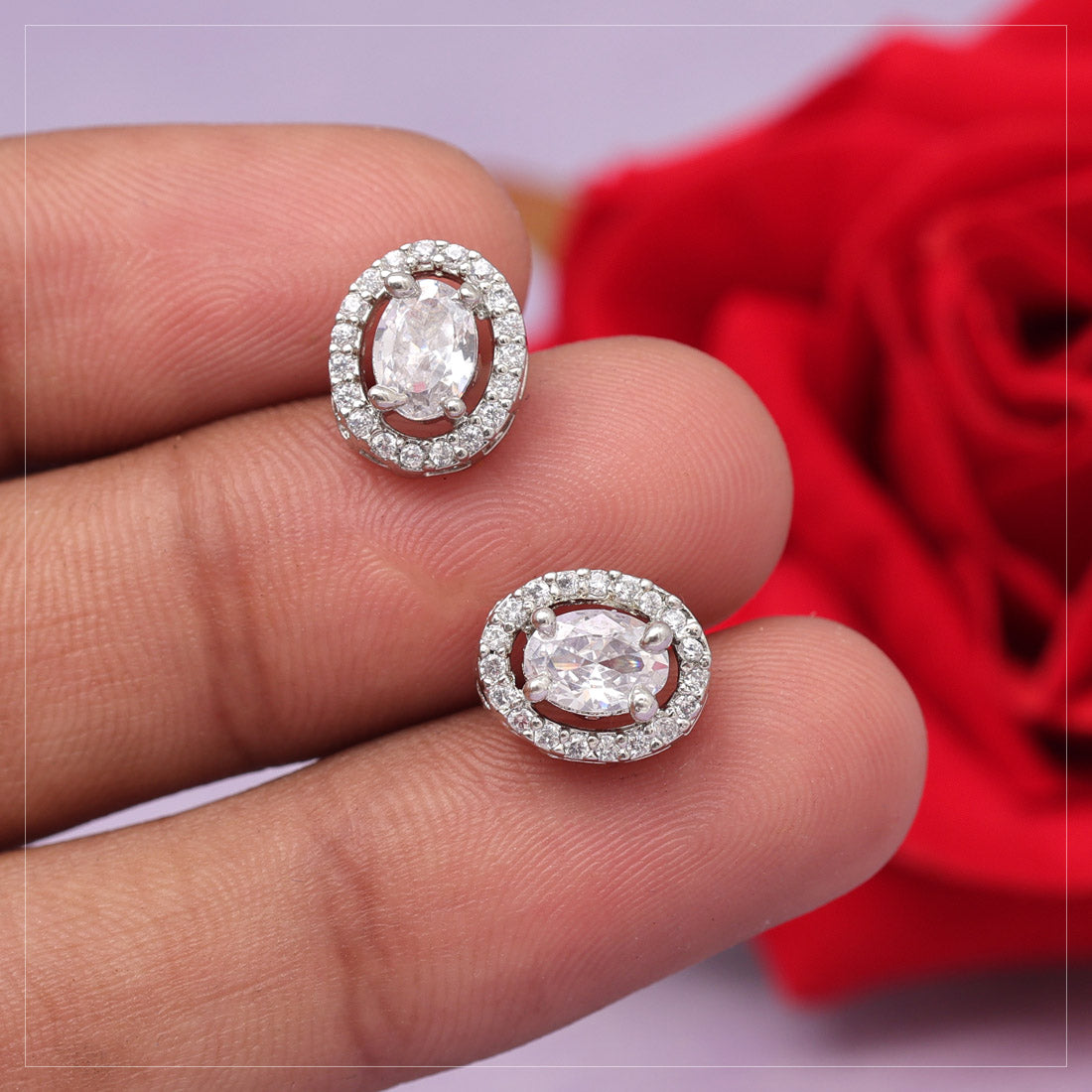 Silver Color American Diamond Stud Earrings Combo Of 6 Pairs (ADSE186CMB)