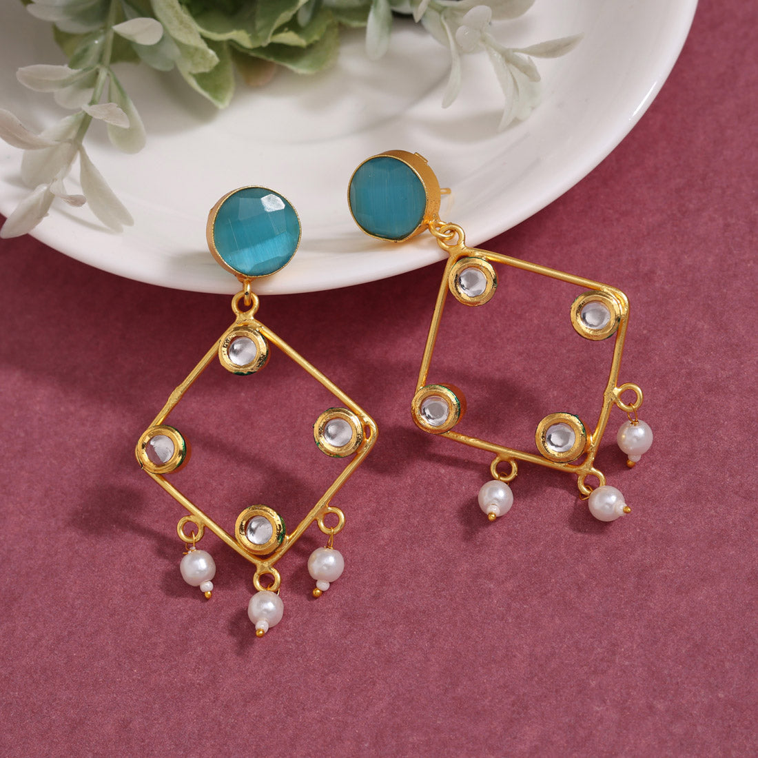 Sky Blue Color Amrapali Earrings (AMPE403SBLU)