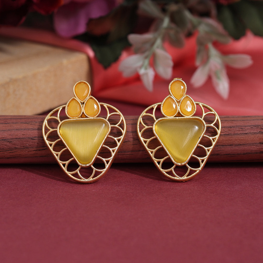Yellow Color Amrapali Earrings (AMPE407YLW)