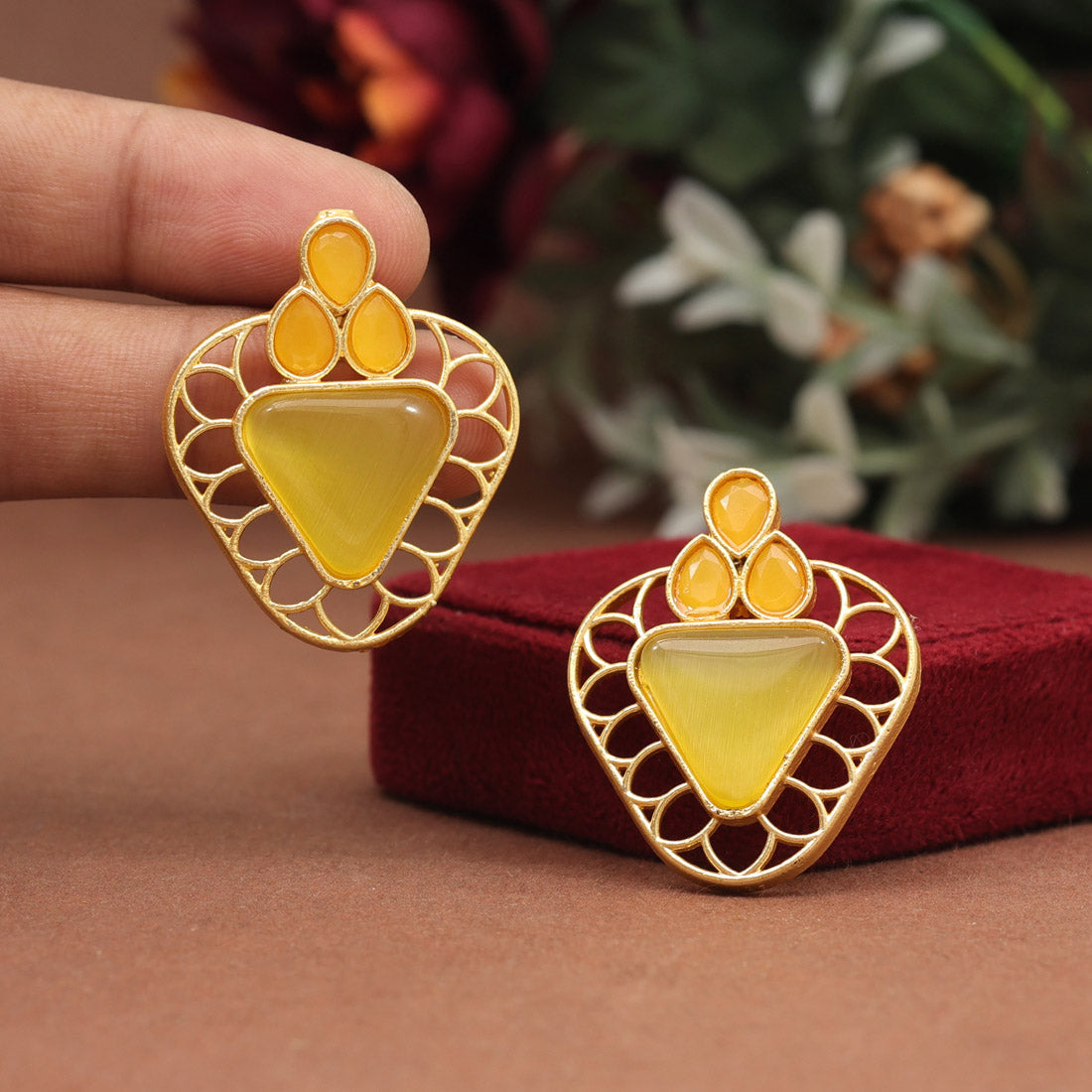 Yellow Color Amrapali Earrings (AMPE407YLW)