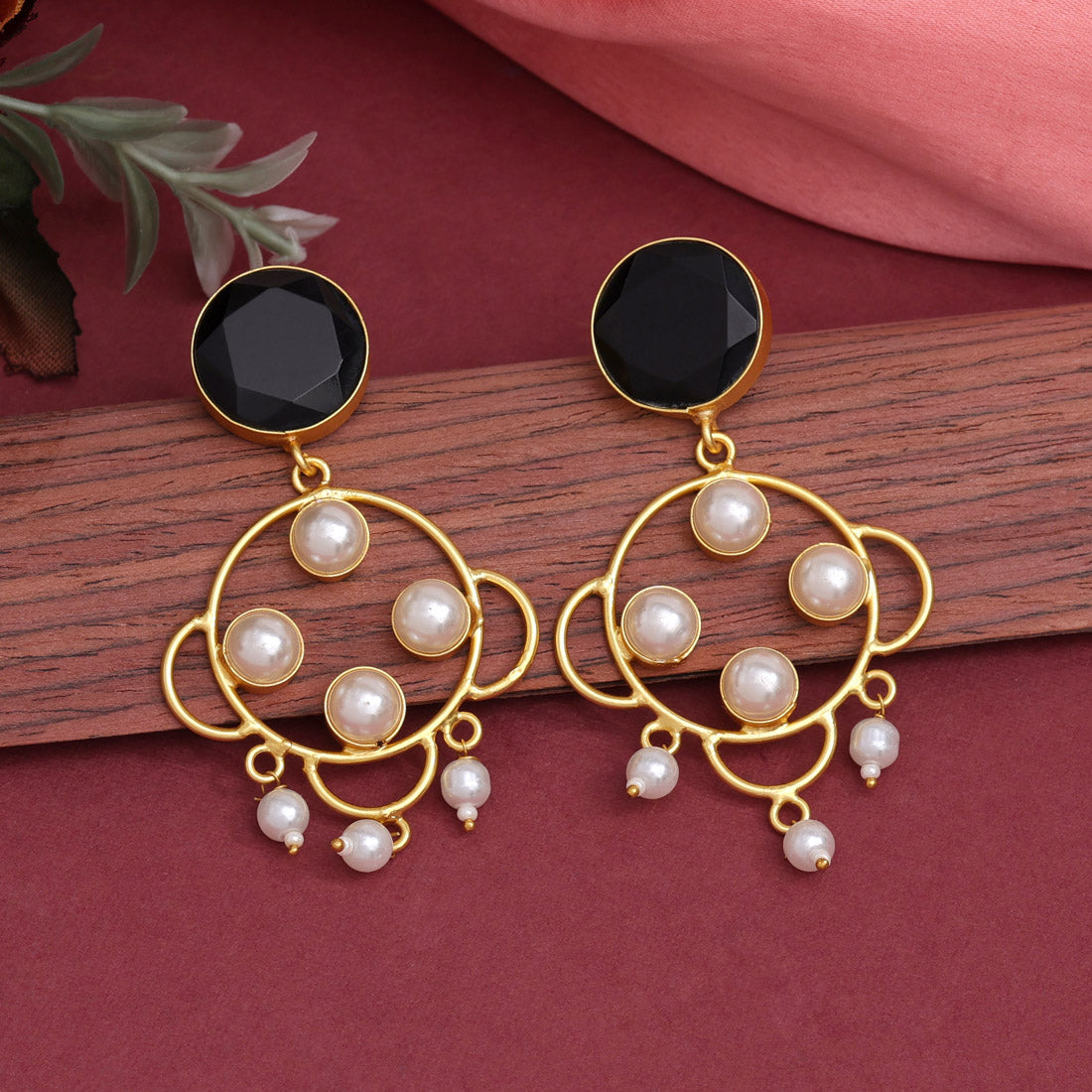Black Color Amrapali Earrings (AMPE428BLK)