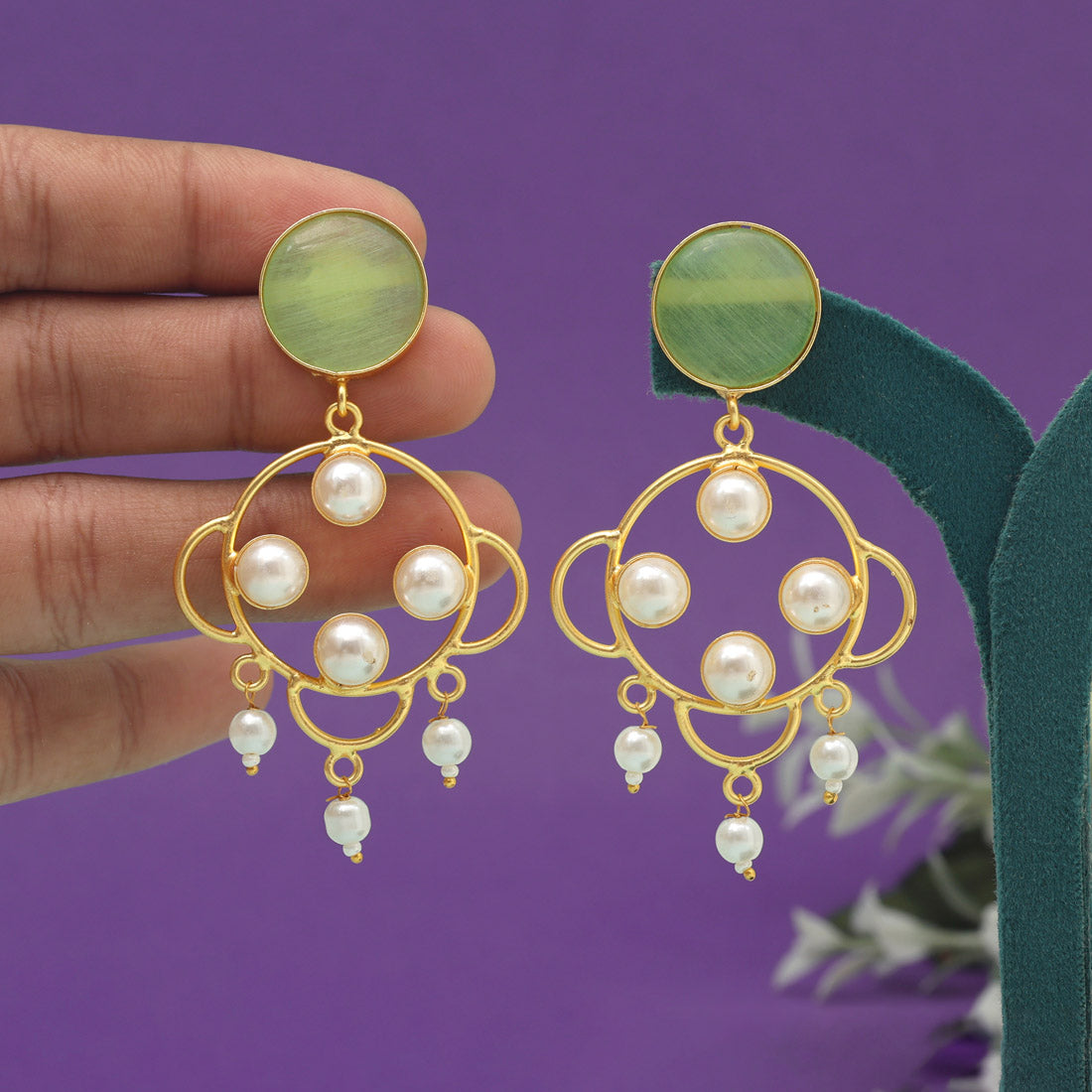 Pista Green Color Amrapali Earrings (AMPE429PGRN)