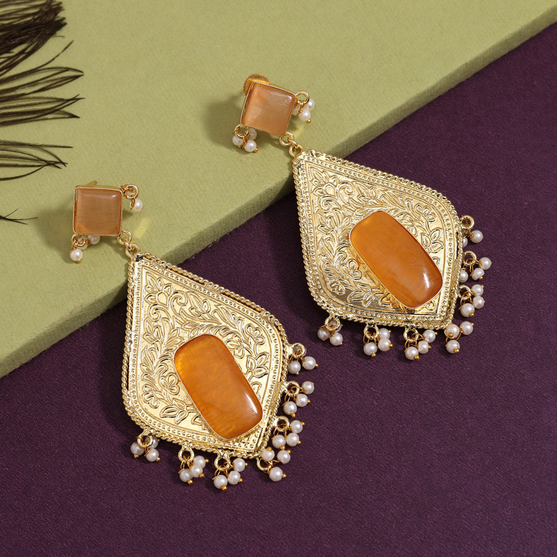 Gold Color Amrapali Earrings (AMPE432GLD)