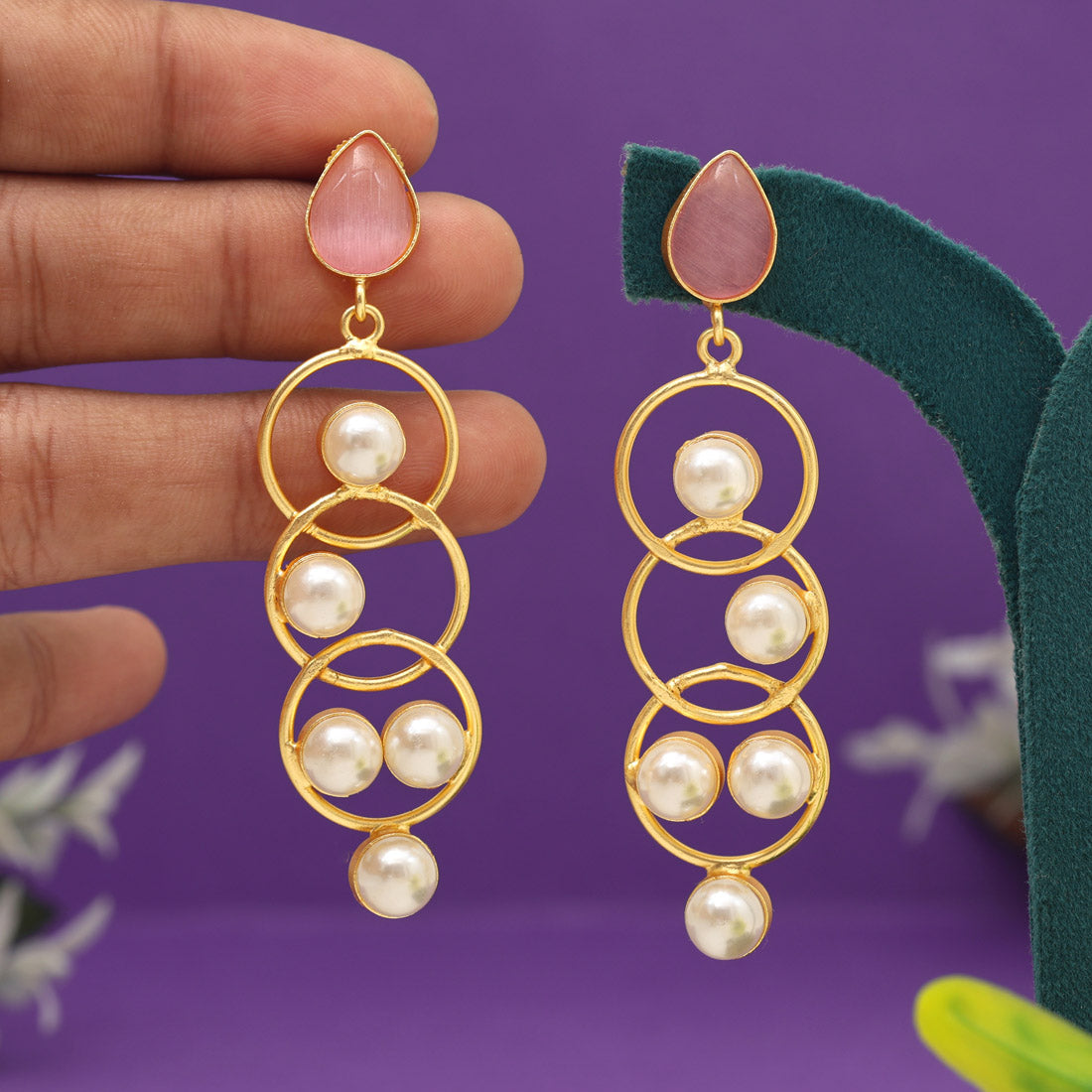 Pink Color Amrapali Earrings (AMPE434PNK)