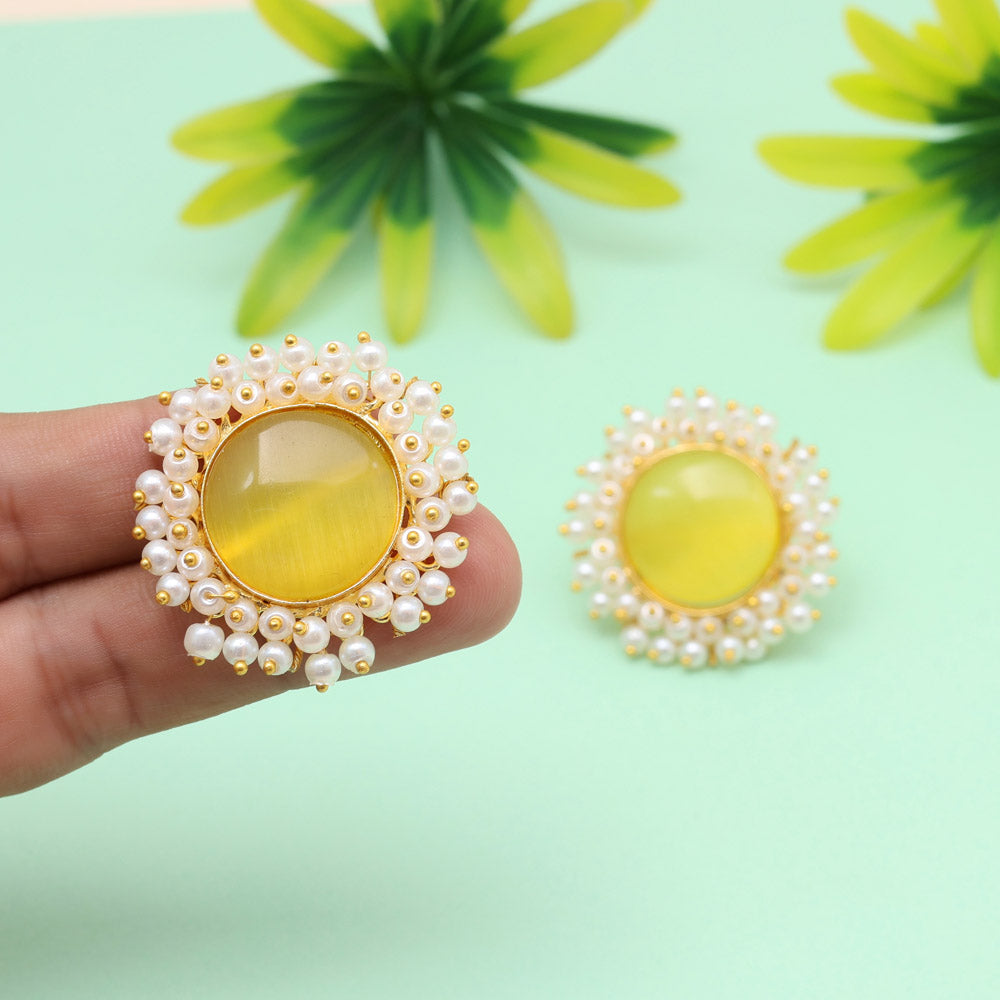 Lemon Yellow Color Amrapali Earrings
