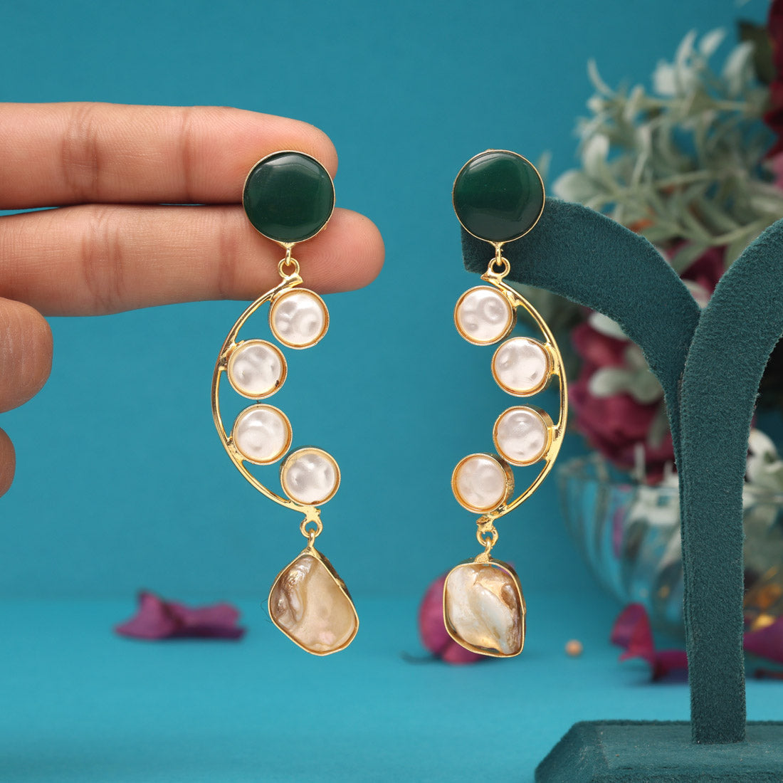 Green Color Amrapali Earrings
