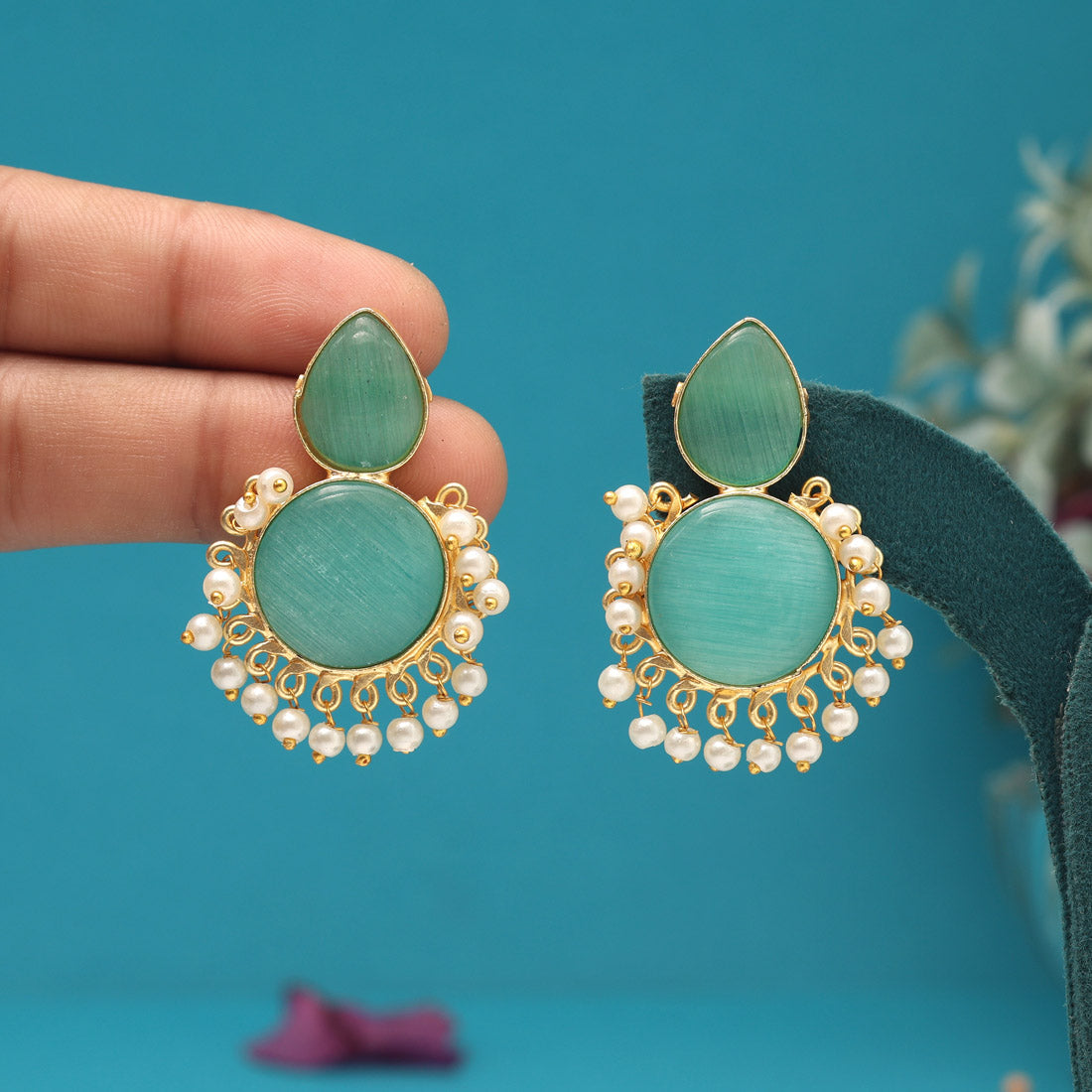 Pista Green Color Amrapali Earrings