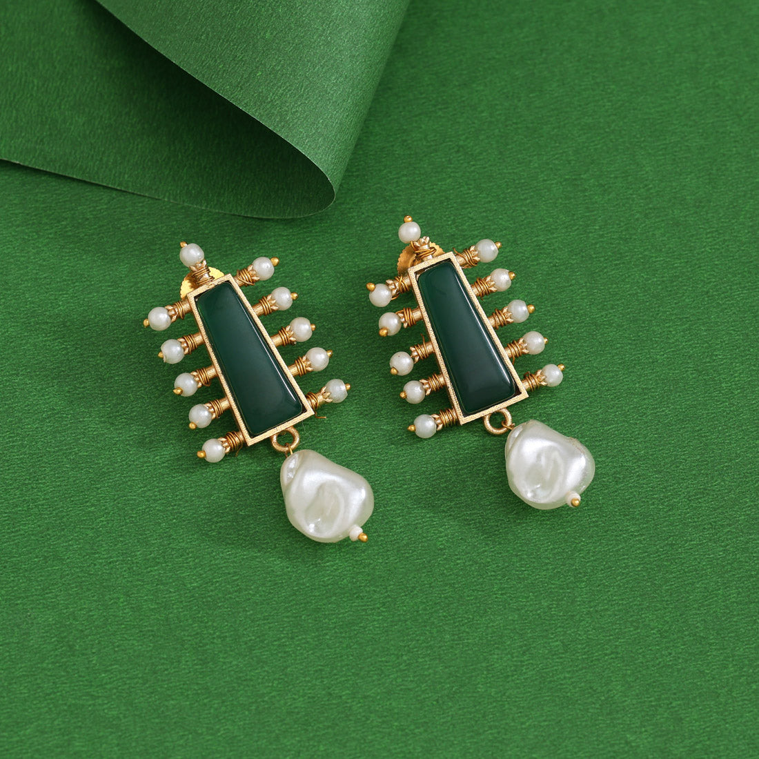 Green Color Amrapali Earrings