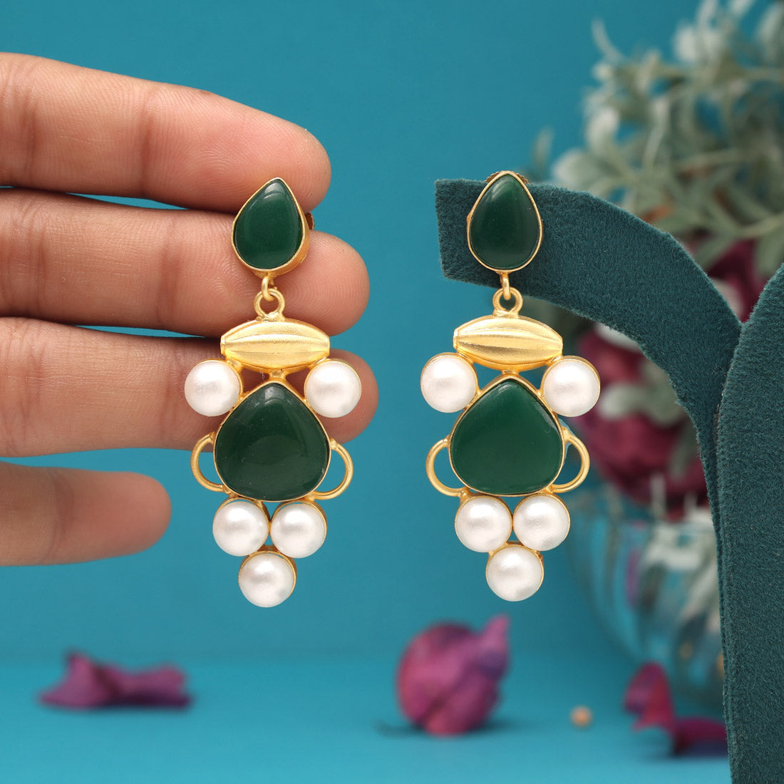 Green Color Amrapali Earrings