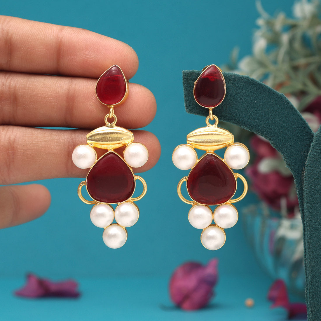 Maroon Color Amrapali Earrings