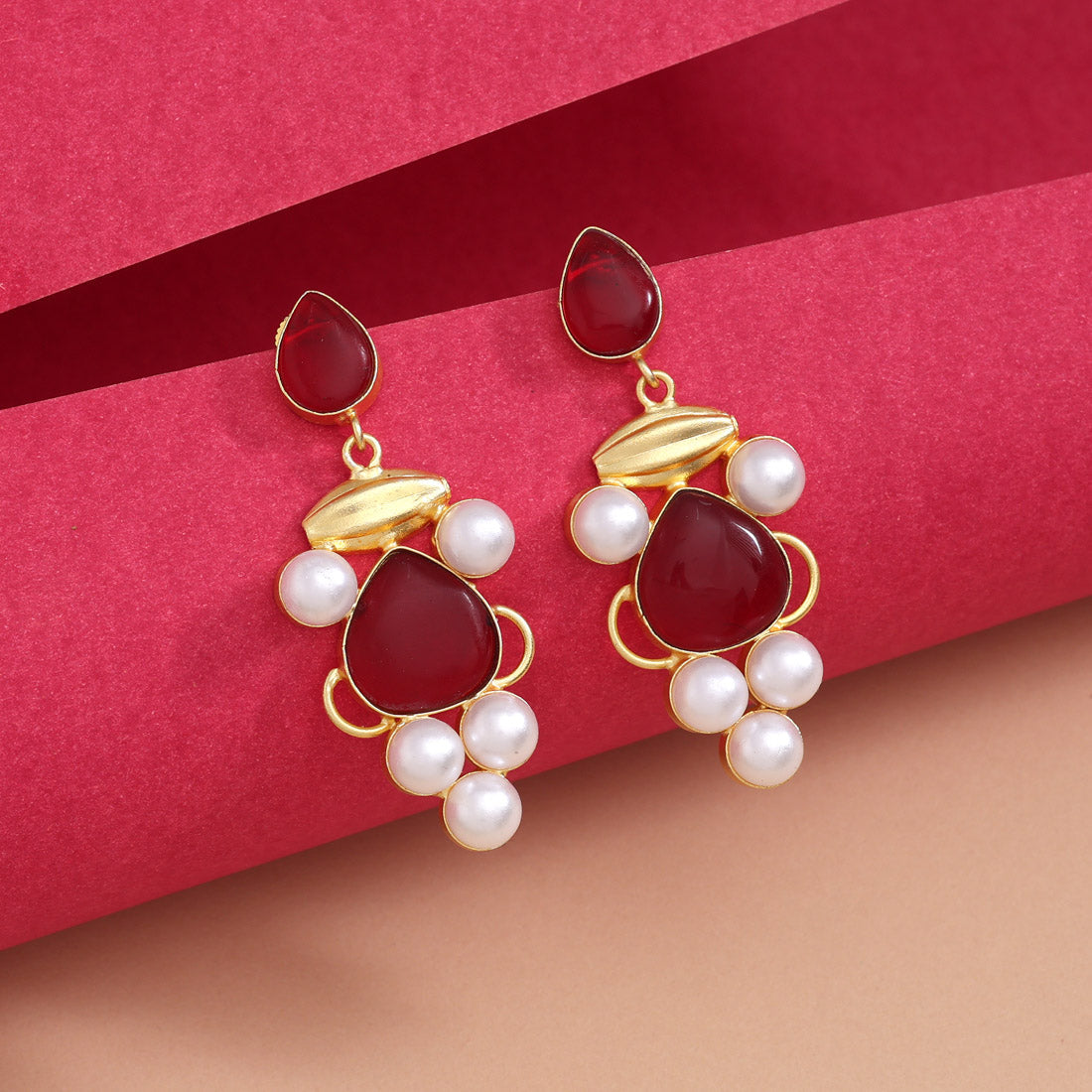 Maroon Color Amrapali Earrings