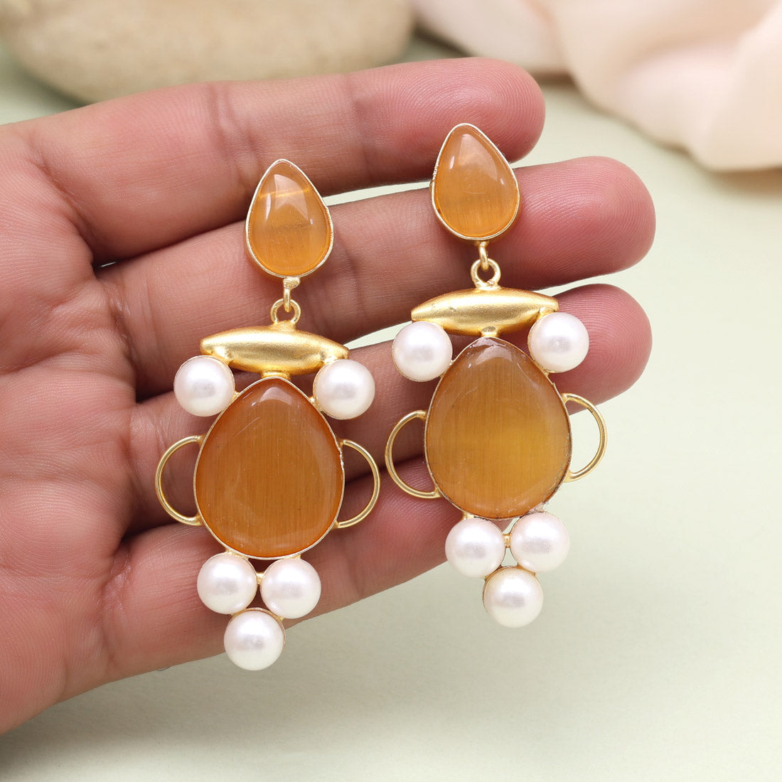 Warm Mustard Yellow Color Amrapali Earrings