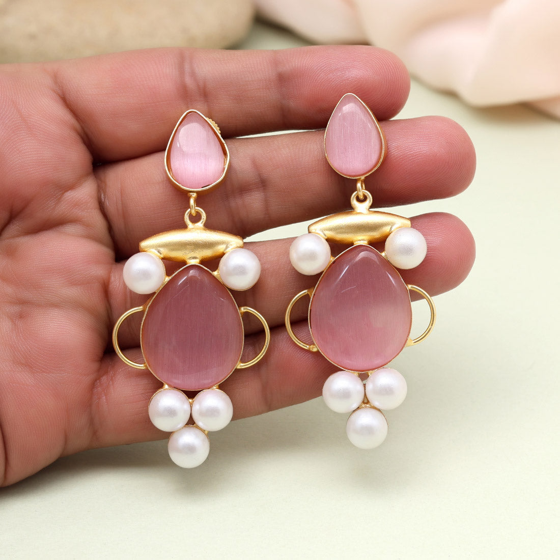 Stylish Pink Color Amrapali Earrings