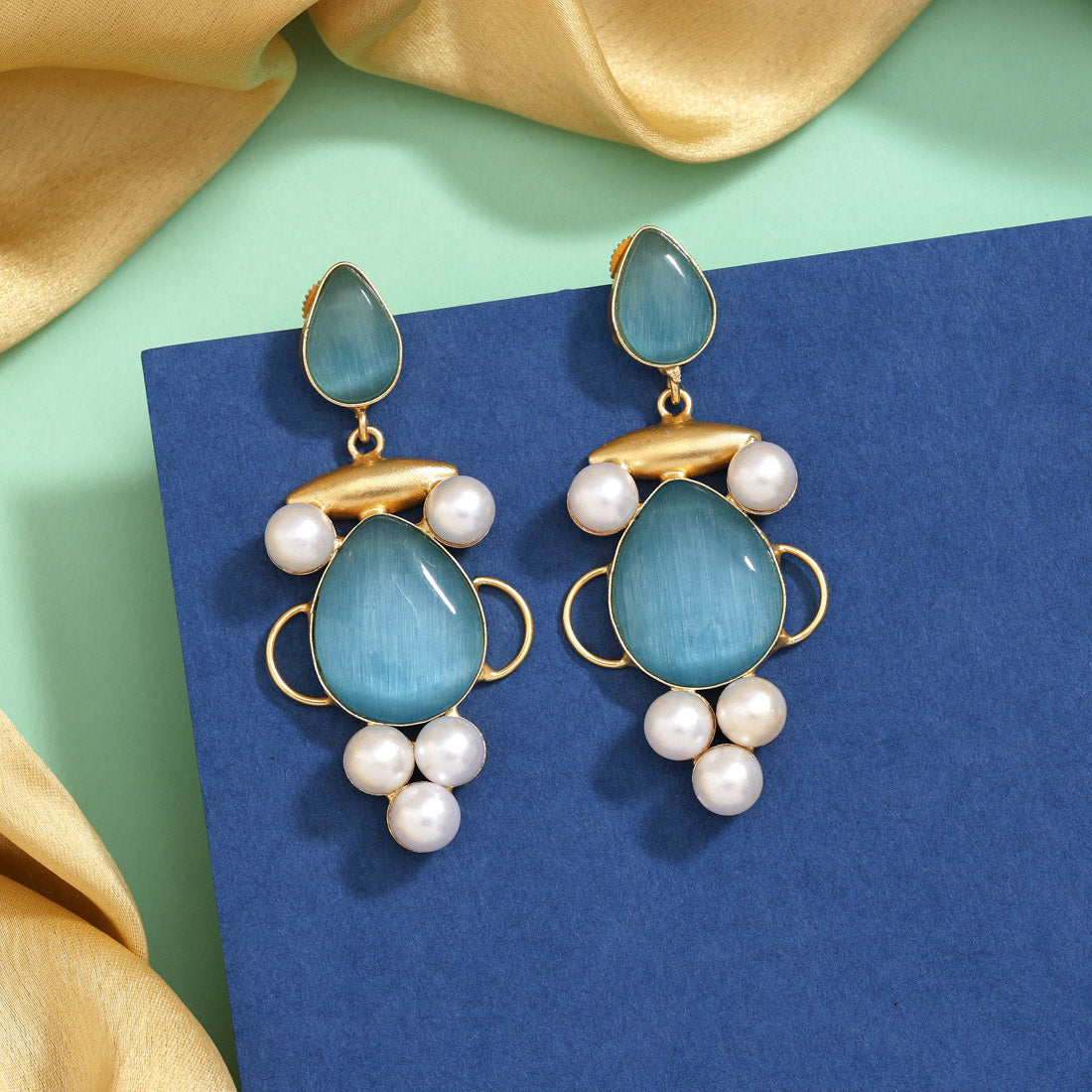 Breezy Sky Blue Color Amrapali Earrings