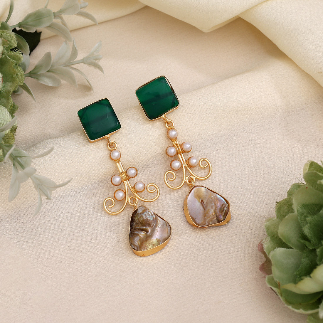 Green Color Amrapali Earrings