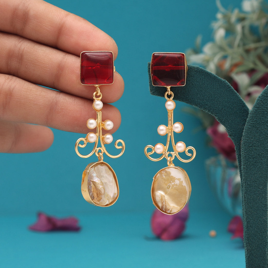 Maroon Color Amrapali Earrings