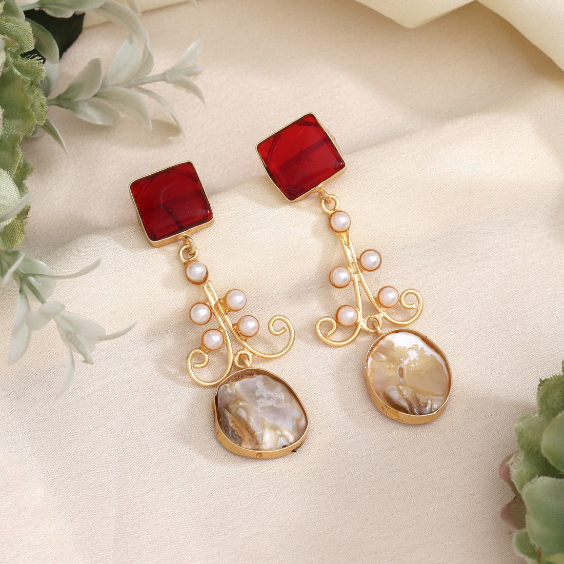 Maroon Color Amrapali Earrings