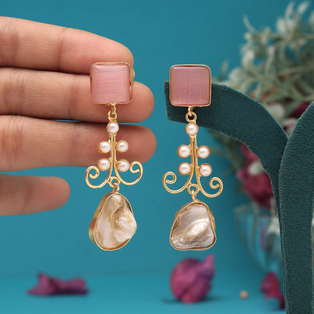 Pink Color Amrapali Earrings