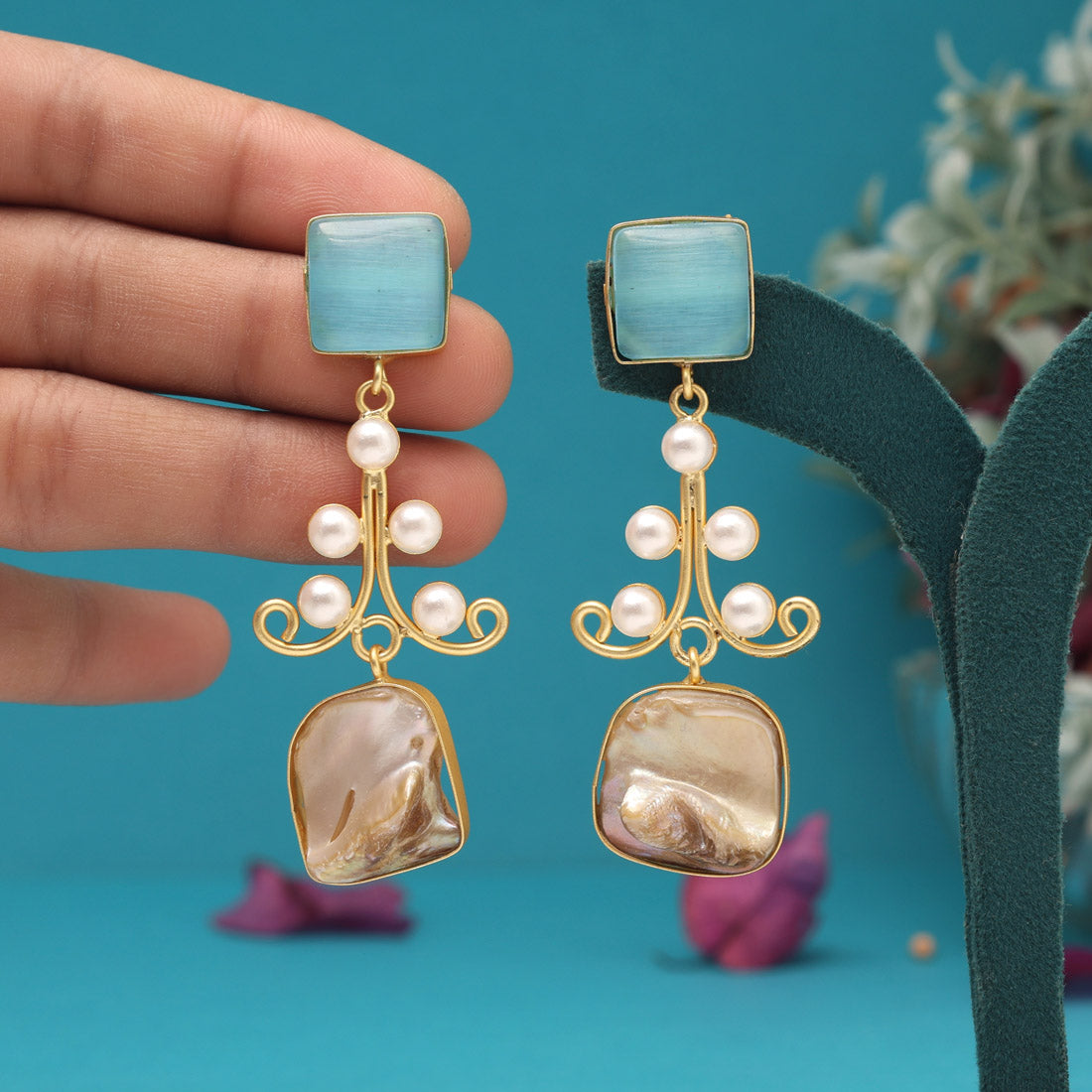 Sky Blue Color Amrapali Earrings