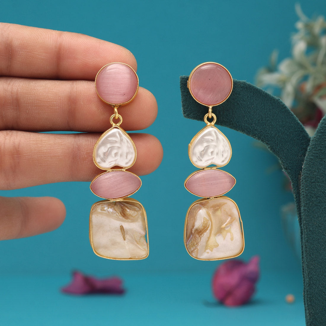 Pink Color Amrapali Earrings