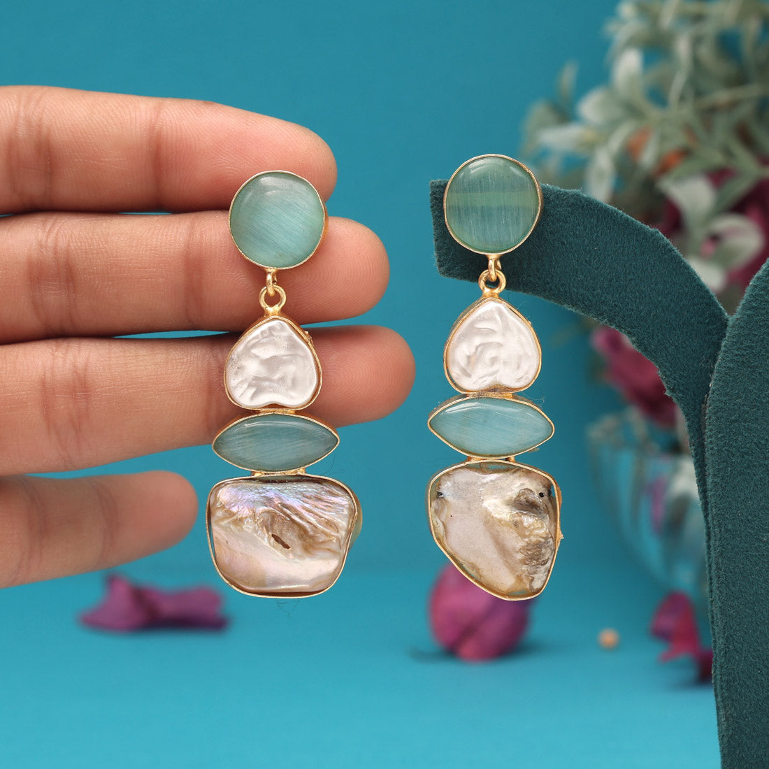 Sky Blue Color Amrapali Earrings