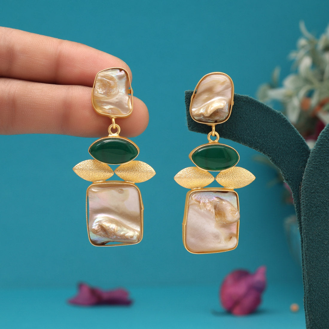 Green Color Amrapali Earrings