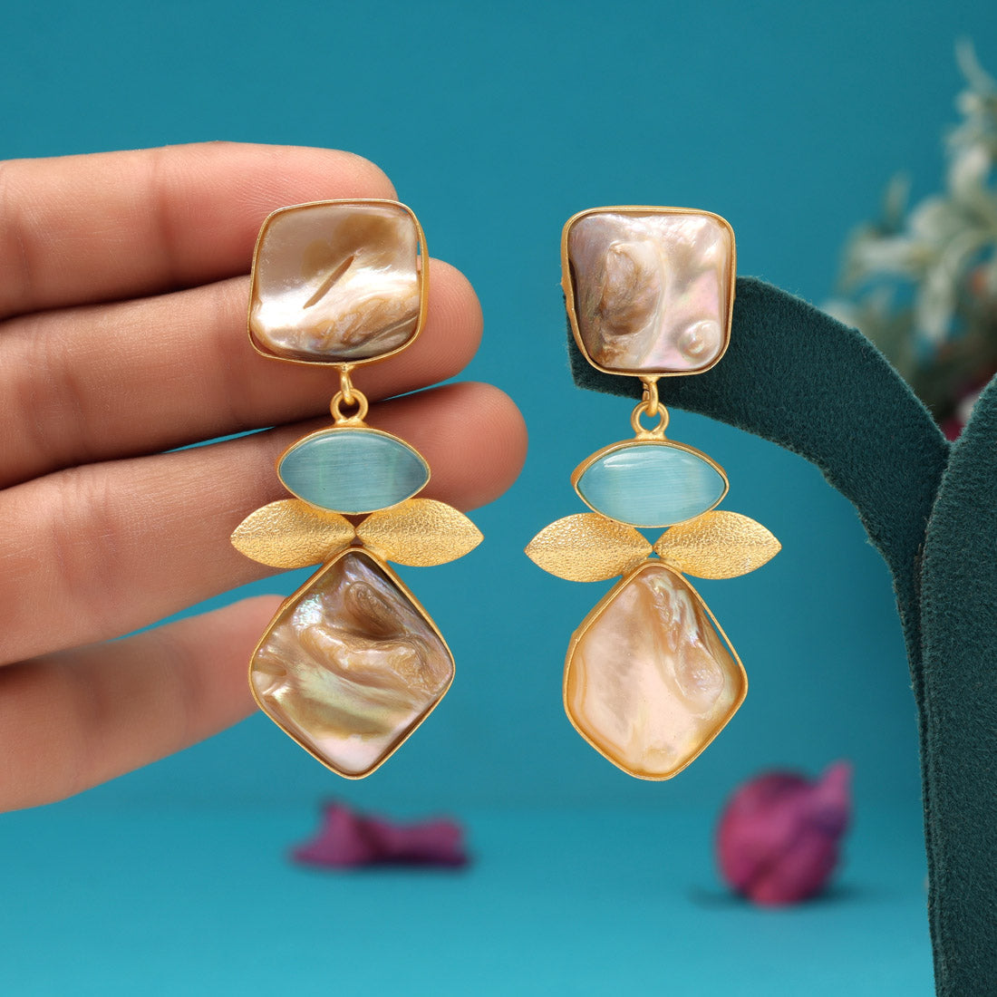 Sky Blue Color Amrapali Earrings