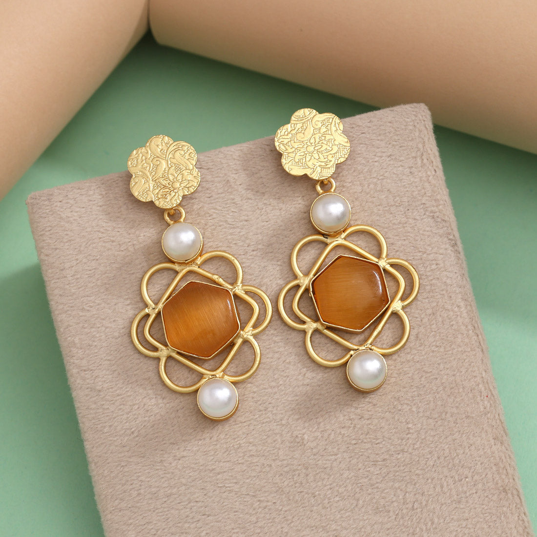 Mustard Yellow Color Amrapali Earrings