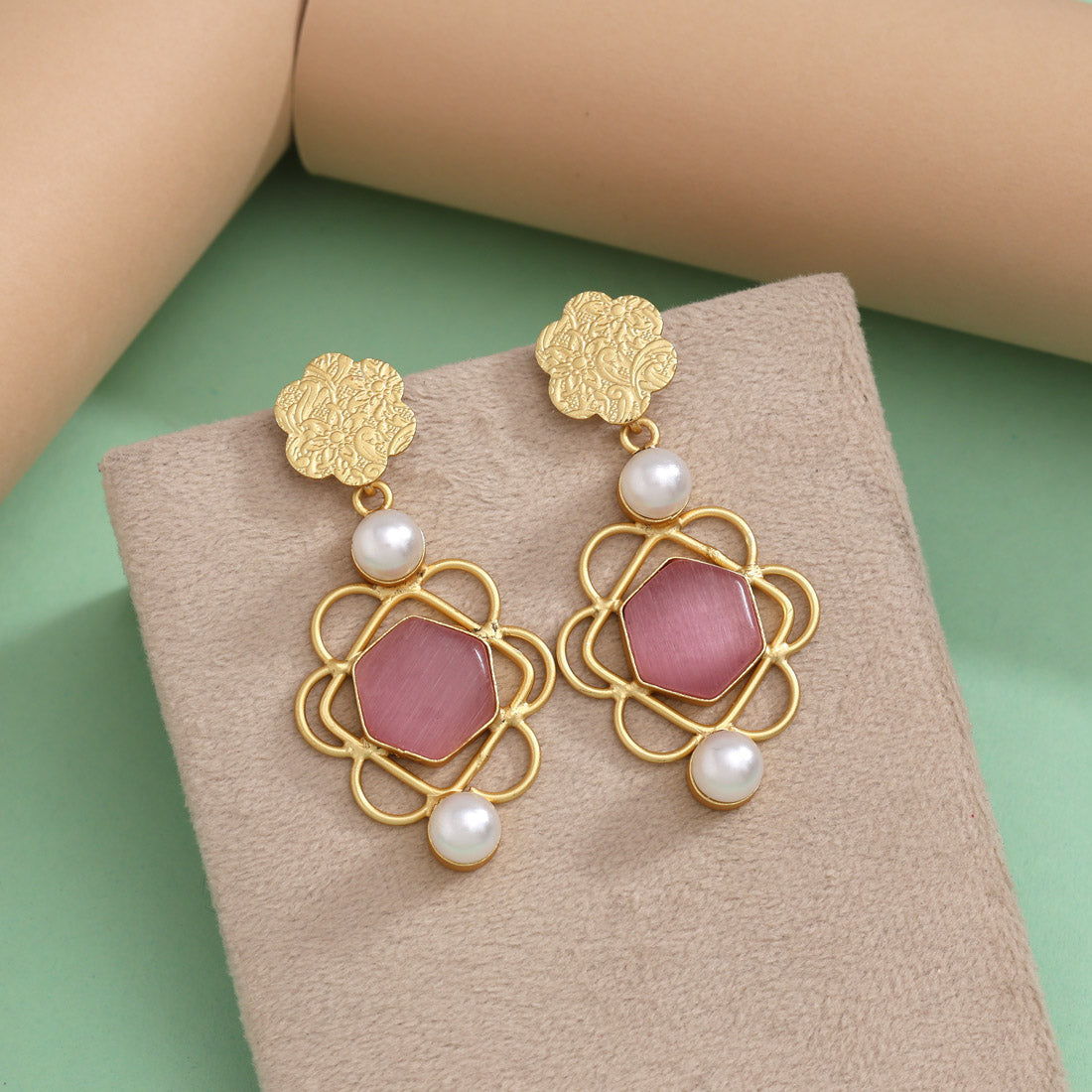 Pink Color Amrapali Earrings