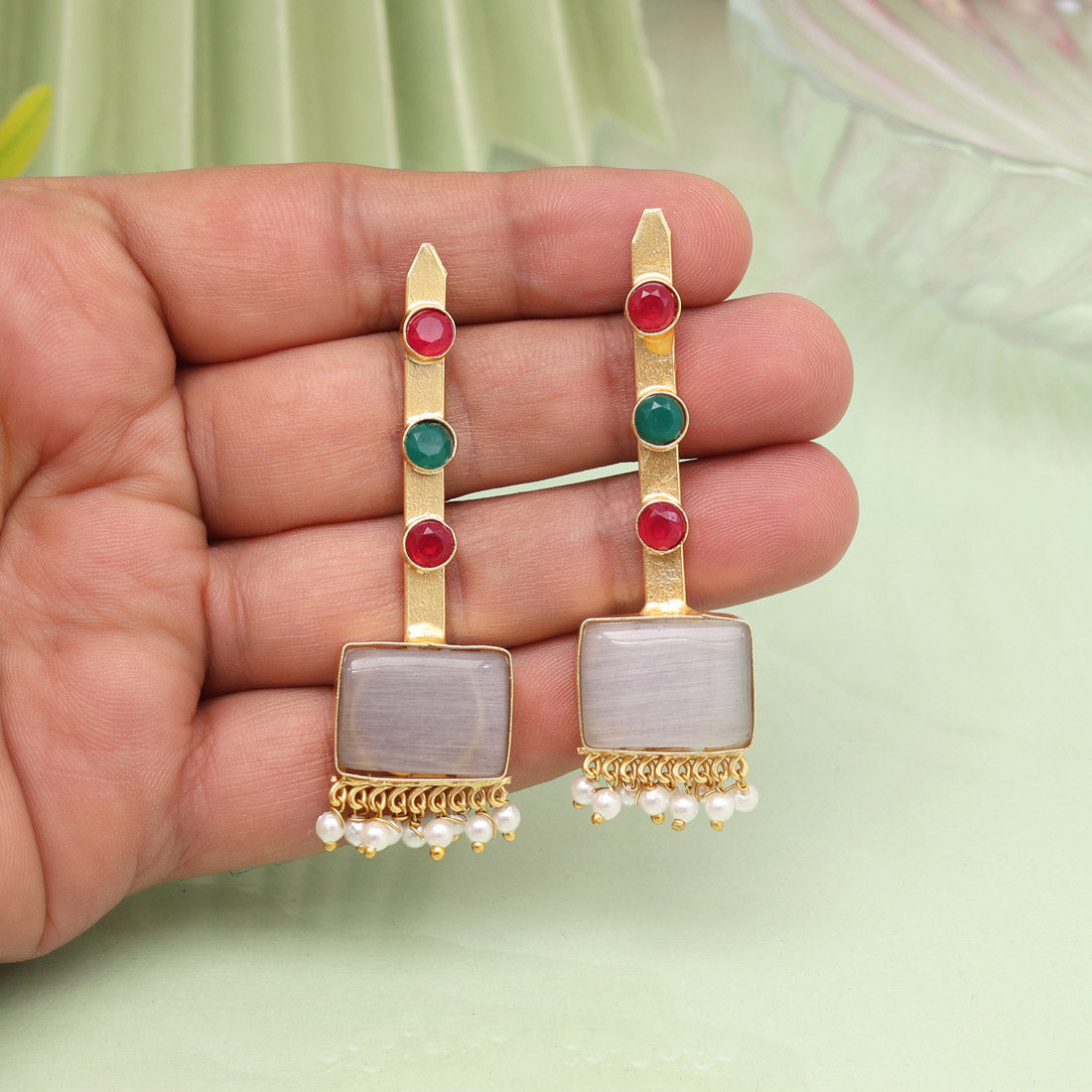 Grey Color Amrapali Earrings