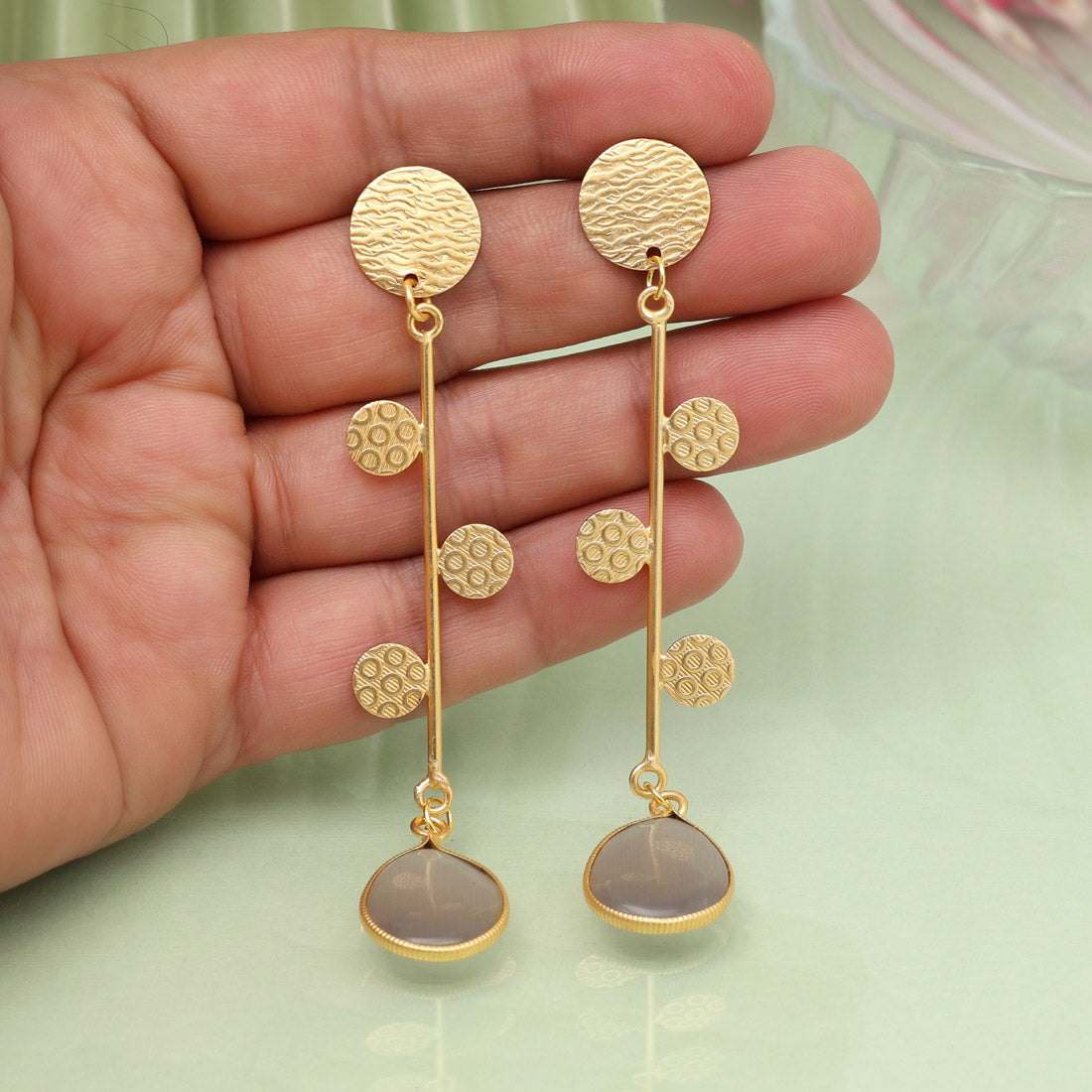 Grey Color Amrapali Earrings