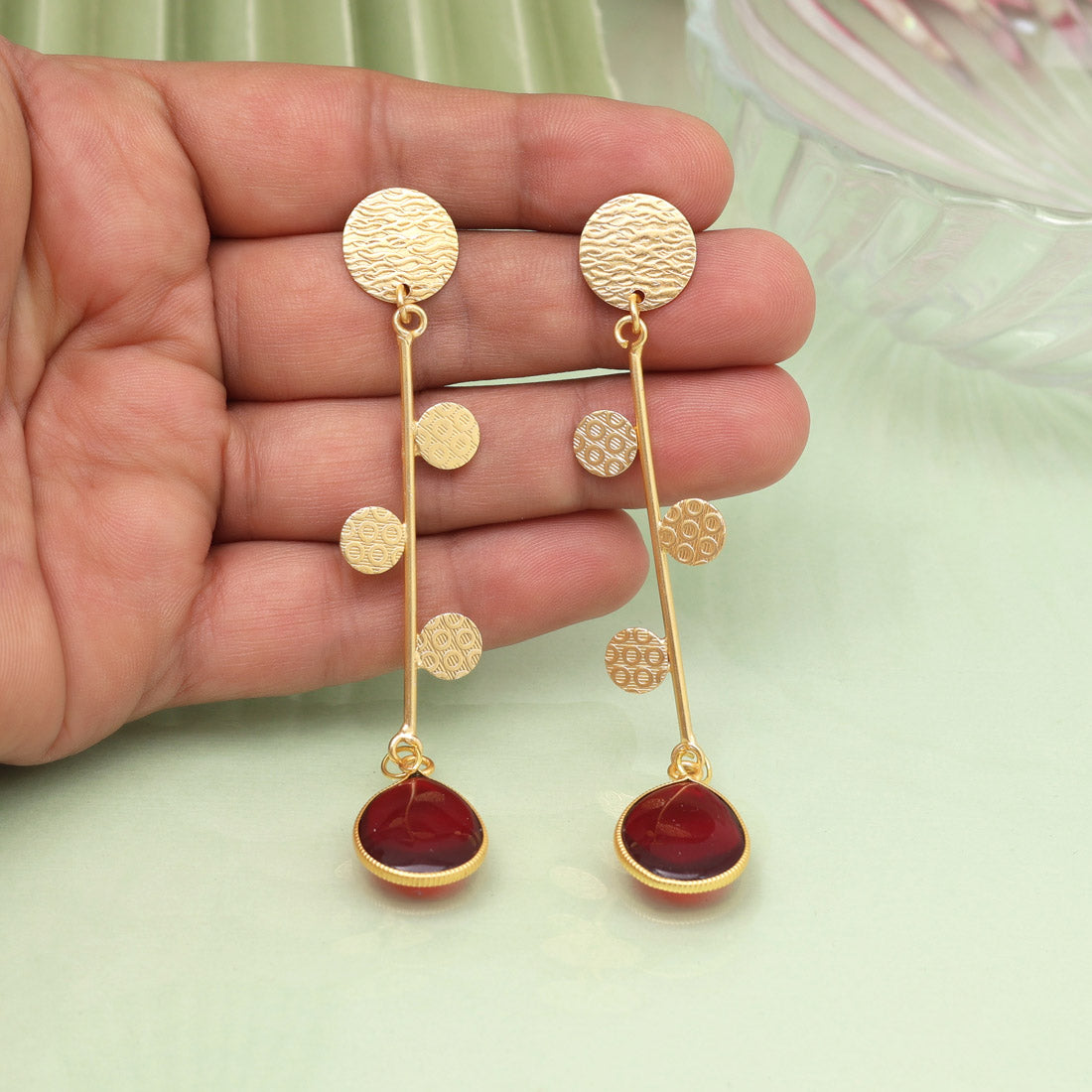 Maroon Color Amrapali Earrings