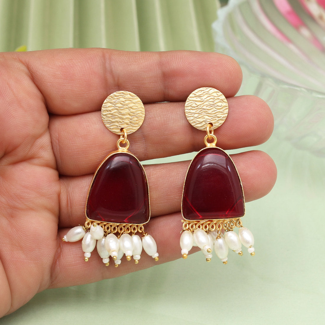 Maroon Color Amrapali Earrings