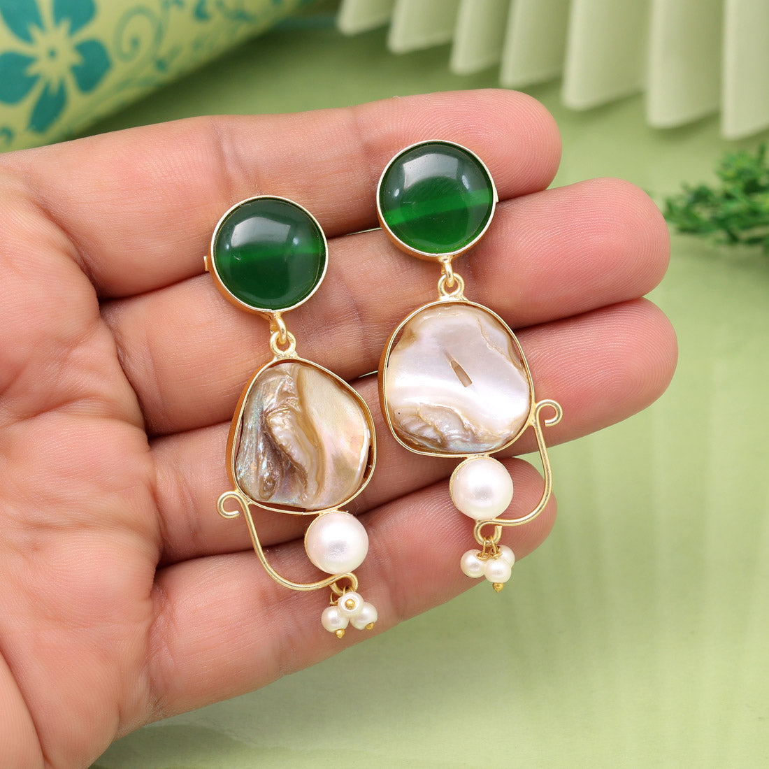 Green Color Amrapali Earrings