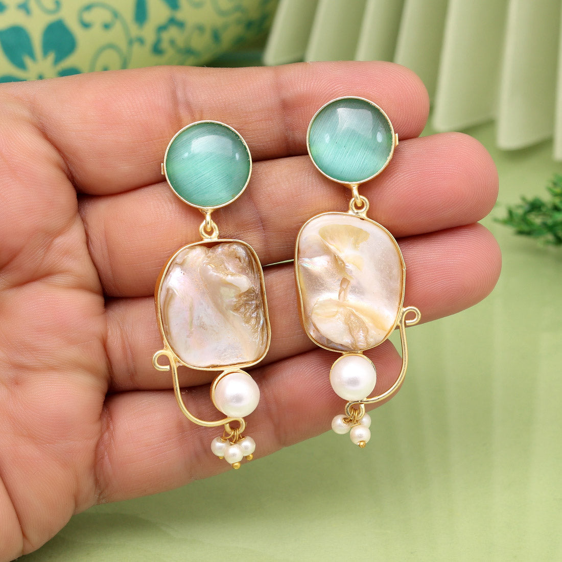 Pista Green Color Amrapali Earrings