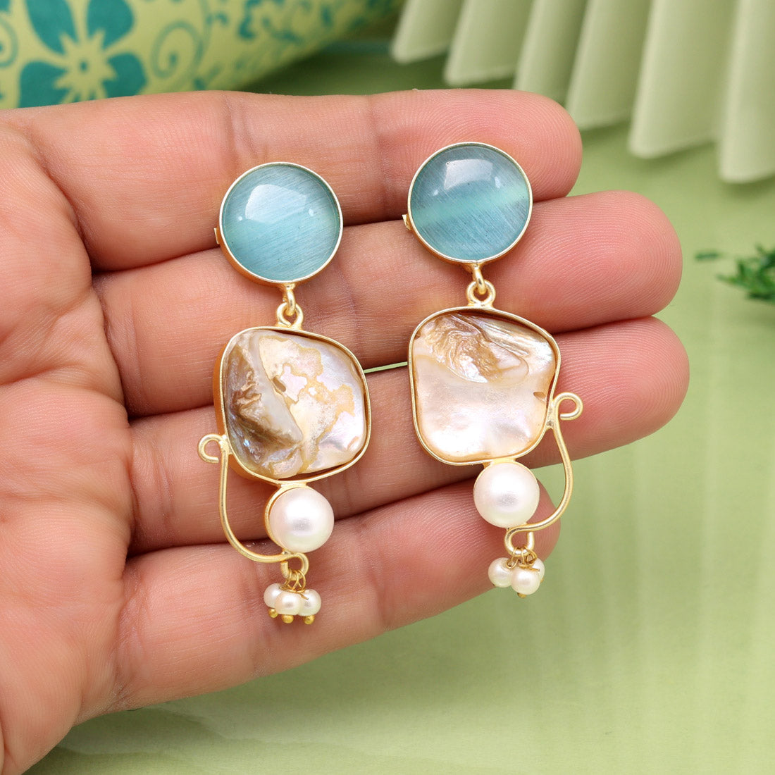 Sky Blue Color Amrapali Earrings