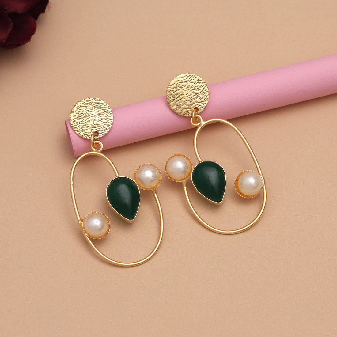 Green Color Amrapali Earrings
